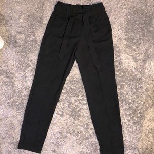 Black Sash Waist High Waisted Trousers